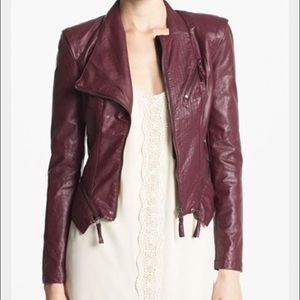 BLANKNYC faux leather jacket in burgundy - M